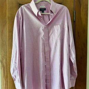 Jos A Bank Traveler Button Down Shirt Mens 17.5-35 Solid Pink Traditional Fit